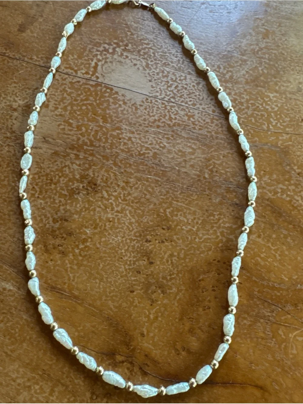 Vintage Genuine Baroque Pearl Necklace 14K Gold Clasp & Spacer Beads 16”
